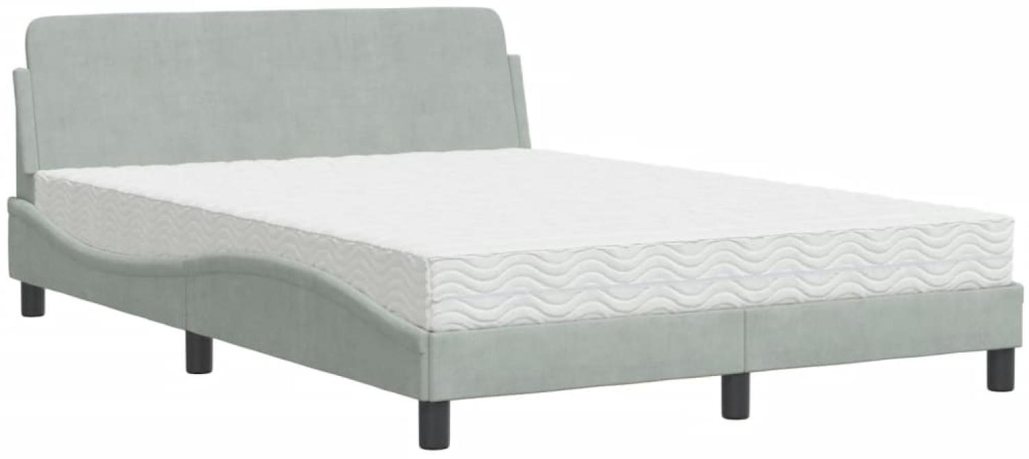 vidaXL Bett mit Matratze "Dover" Hellgrau 120x200 cm Samt 3208371 Bild 1