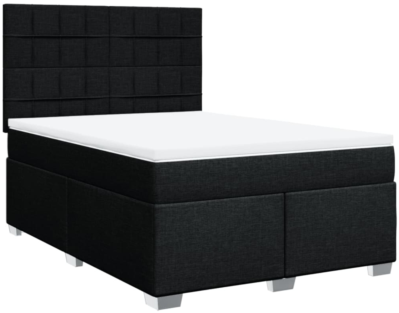 vidaXL Boxspringbett mit Matratze Schwarz 140x200 cm Stoff 3290513 Bild 1