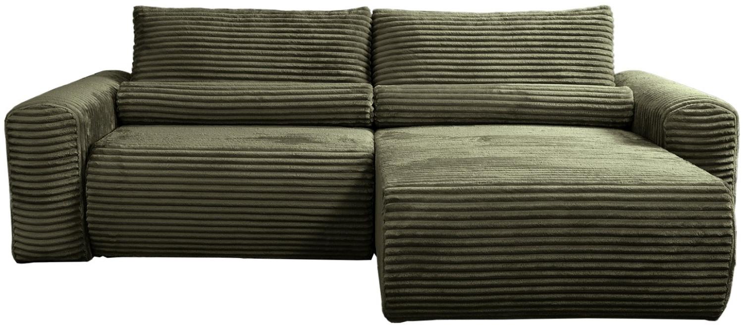 Selsey Leo - Ecksofa beidseitig montierbar mit Cordbezug und Schlaffunktion, olivgrün Bild 1