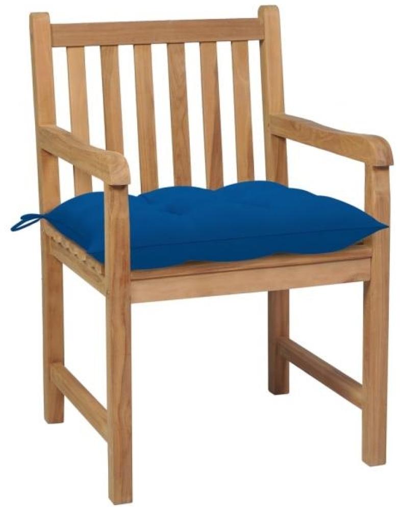 vidaXL Gartenstühle 6 Stk. mit Blauen Kissen Massivholz Teak 3073056 Bild 1