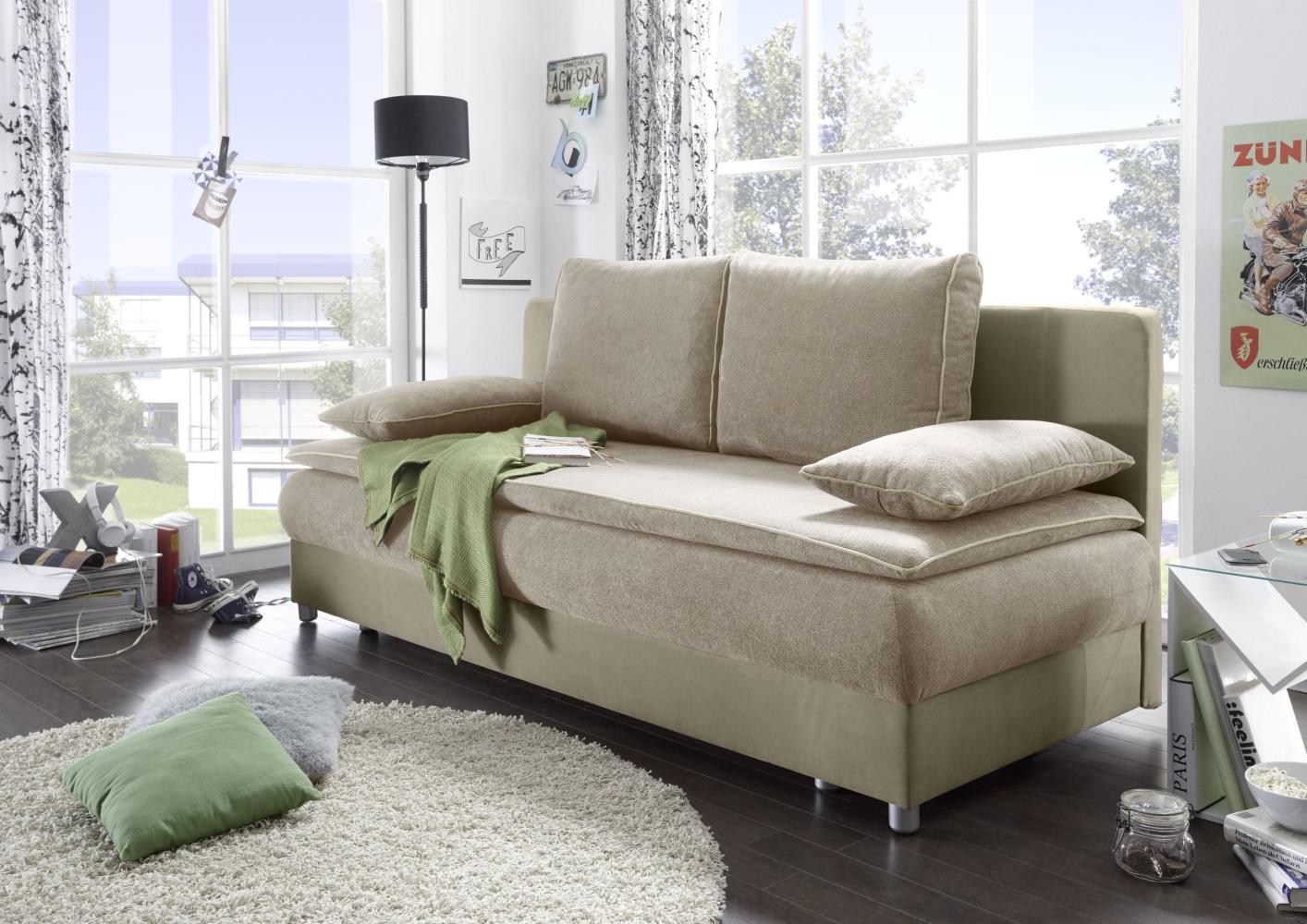 Couch SVENJA Schlafsofa Sofabett Funktionssofa ausziehbar beige 208cm Bild 1