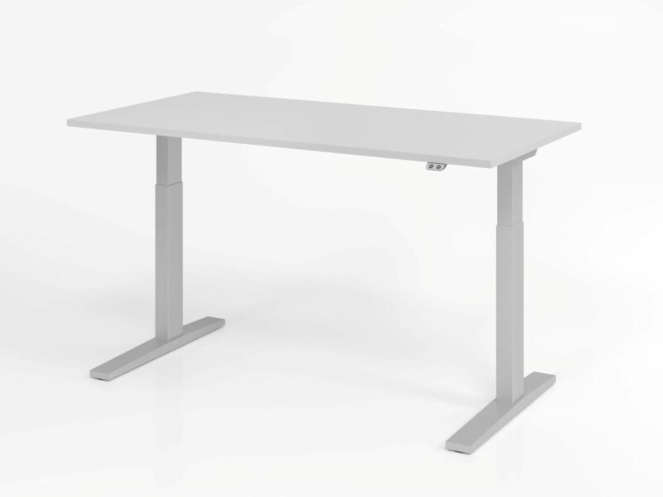 Sitz-Steh-Schreibtisch elektrisch 160x80cm Grau/Silber Bild 1