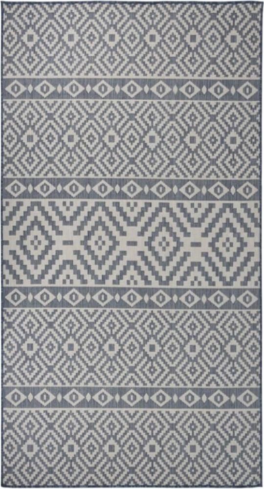 vidaXL Outdoor-Teppich Flachgewebe 80x150 cm Blau Gestreift 340834 Bild 1