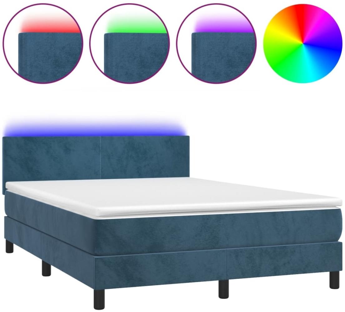 vidaXL Boxspringbett mit Matratze & LED Dunkelblau 140x190 cm Samt 3134283 Bild 1