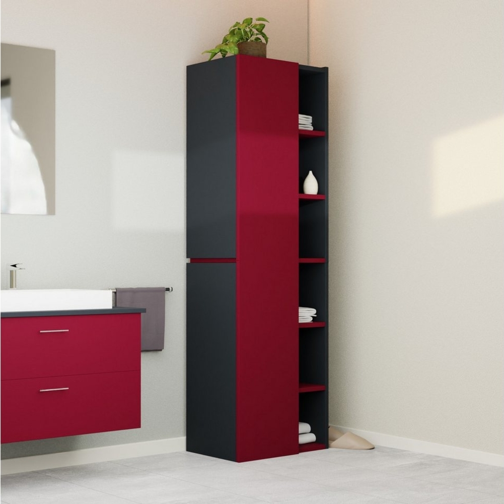 GARLIVO Badezimmer-Set Badezimmerschrank GLC1, hängend, stehend, Rot, Hochschrank, Breite 50cm Bild 1