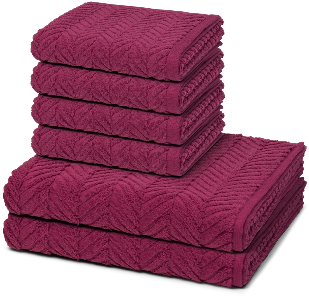 Ross Sensual Skin Zopf 6 tlg. Frottier-Set - 4 X Handtuch (50 X 100cm), 2 X Duschtuch (75 X 140cm) - 500 g/m2 - Fuchsia Bild 1