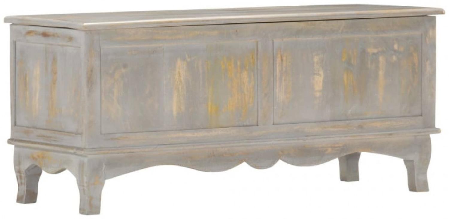 Aufbewahrungstruhe Grau 100 x 38 x 45 cm Massivholz Mango Bild 1