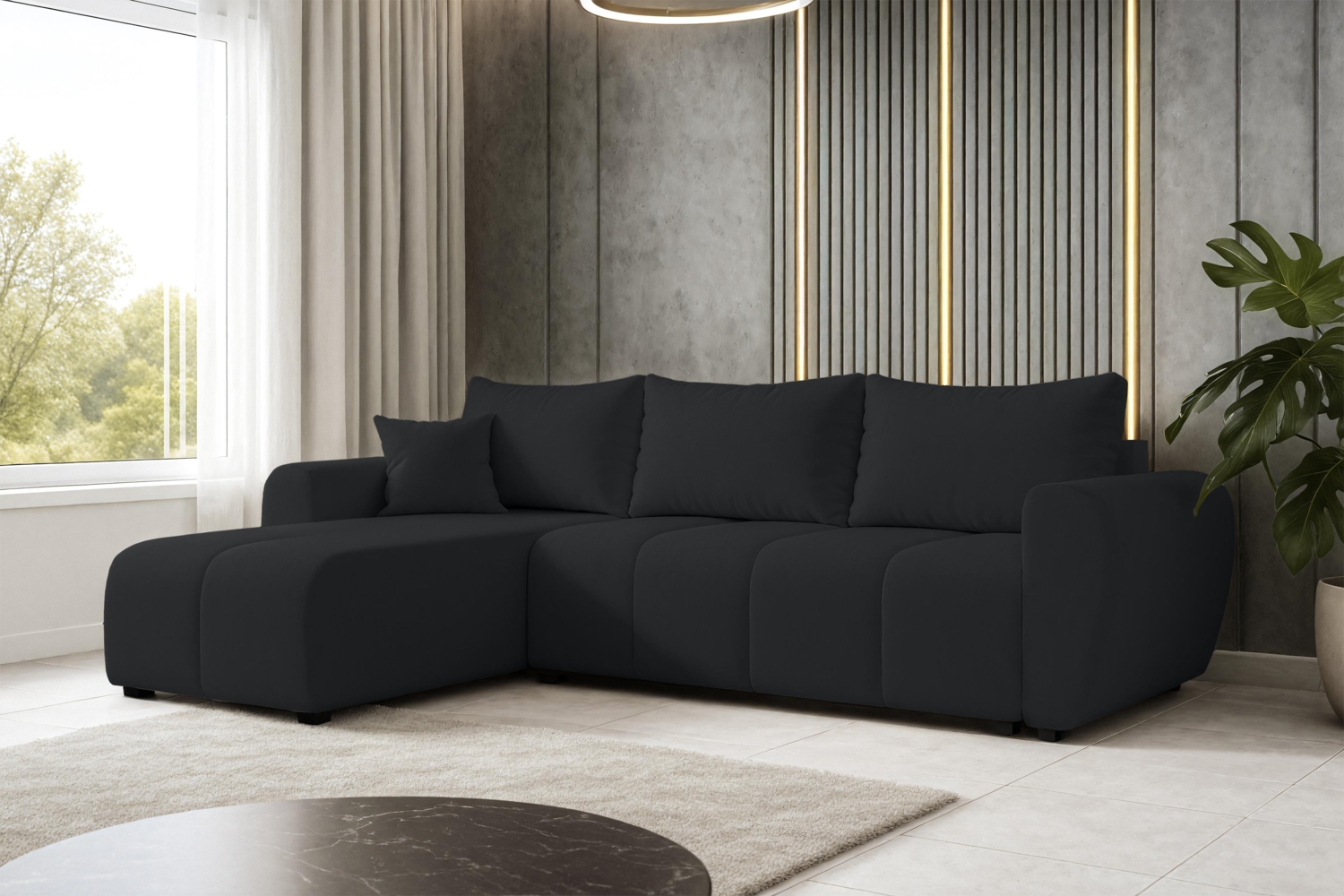 AX LIVING Eckcouch mit Schlaffunktion Malatya L Mini Schlafsofa Schwarz L Bild 1