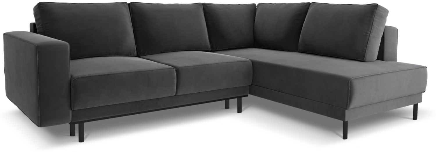 Micadoni Ecksofa Caro 5-Sitzer Samt Grau Rechts 140x208 Bild 1