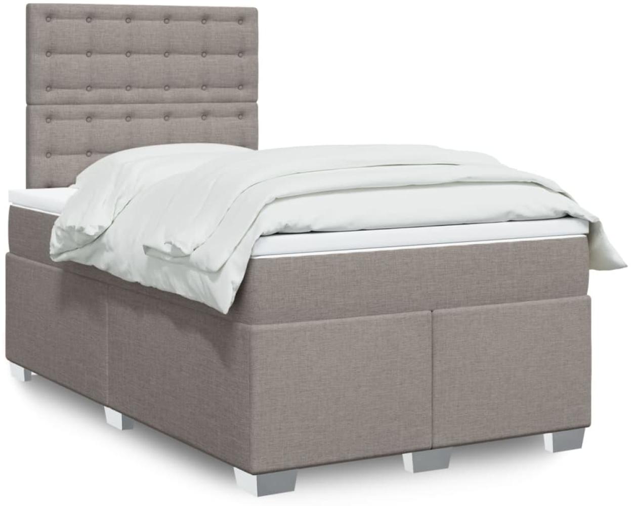 vidaXL Boxspringbett mit Matratze Taupe 120x200 cm Stoff 3292773 Bild 1