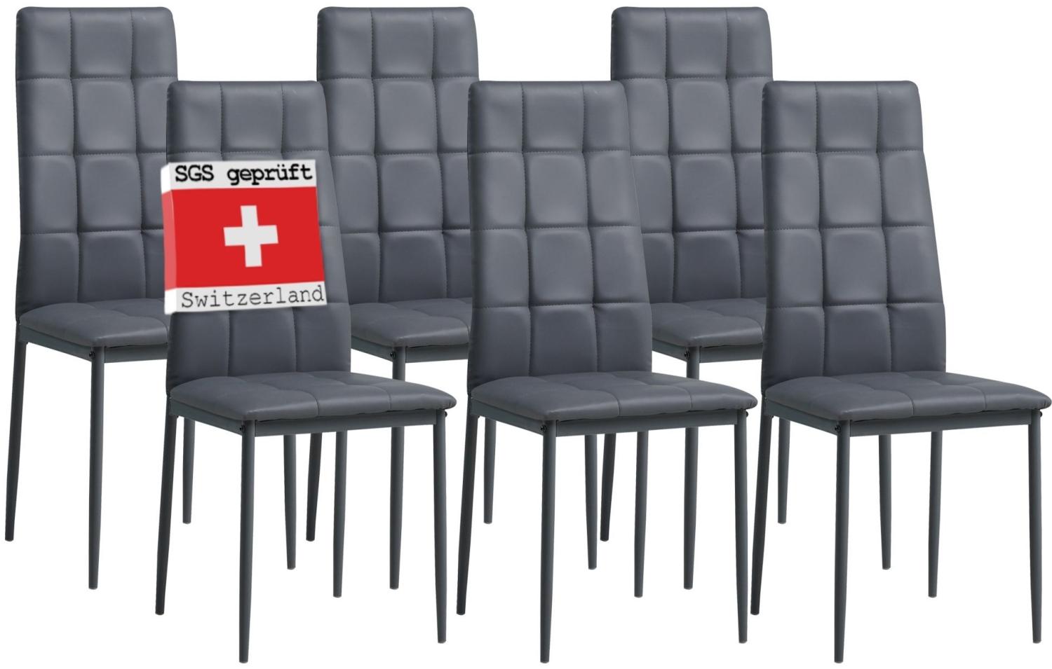 Albatros Esszimmerstühle RIMINI 6er Set, Grau - Edles Italienisches Design, Polsterstuhl Kunstleder-Bezug, Modern und Stilvoll am Esstisch - Küchenstuhl, Stuhl Esszimmer hohe Belastbarkeit Bild 1