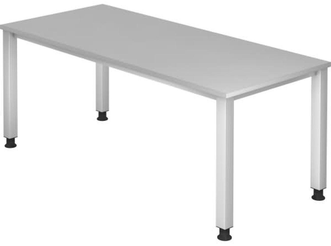 Schreibtisch QS19 4Fuß eckig 180x80cm Grau Gestellfarbe: Silber Bild 1