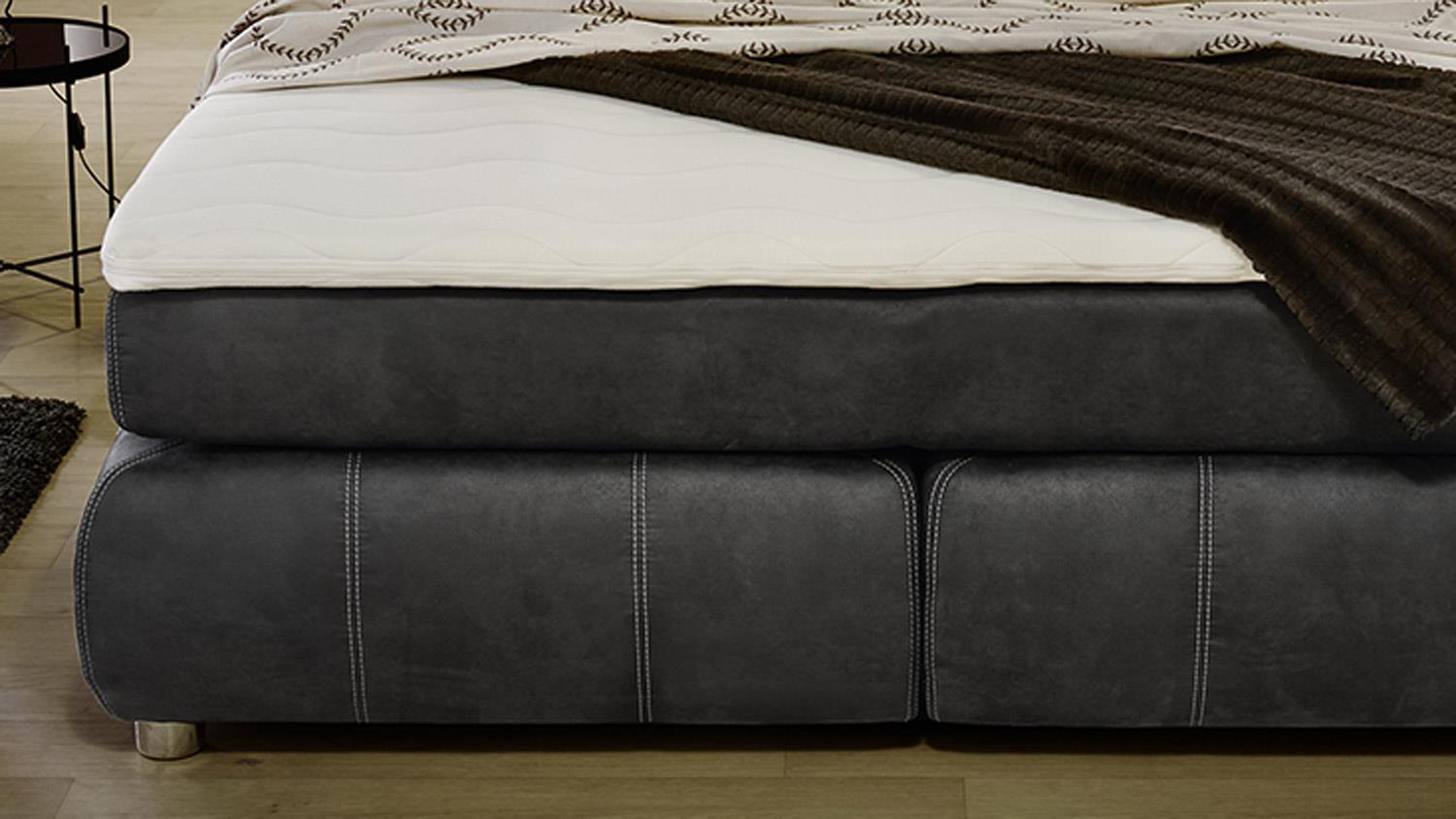 'Rebecca' Boxspringbett mit Matratze und Topper, Antikoptik Grau, 180x200 cm Bild 1