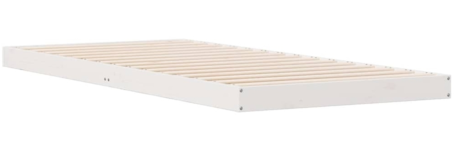 vidaXL Bodenbettrahmen Weiß 213,5 x 104 x 9 cm Massives Kiefernholz 869737 Bild 1