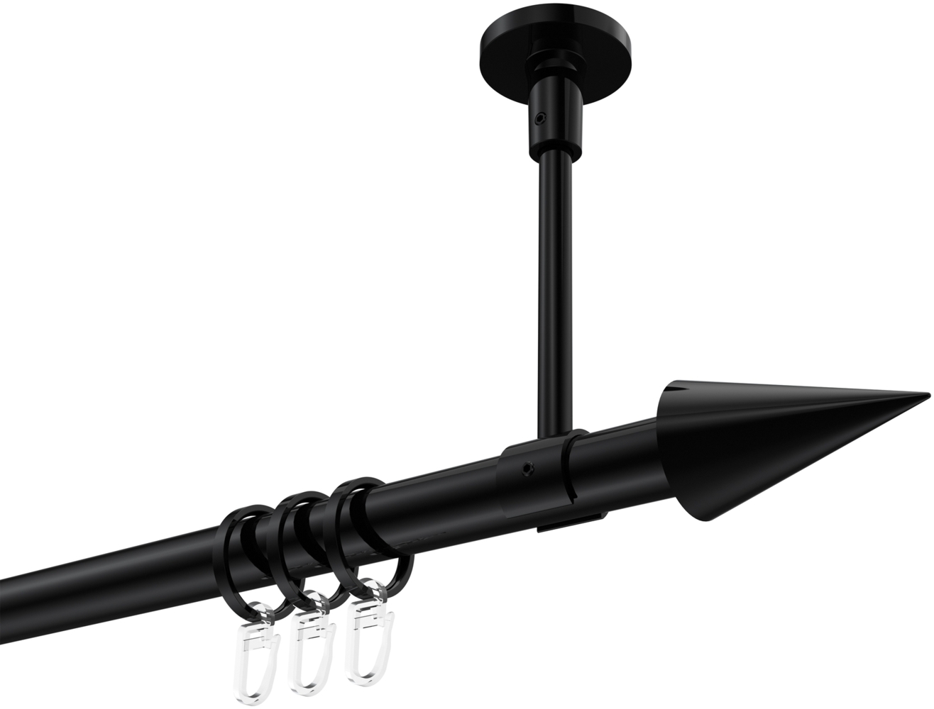 Gardinenstangen-Set Sonette Savio 480 cm (geteilt in 3 x 160 cm), 1-läufig, 20 mm Ø Schwarz Bild 1