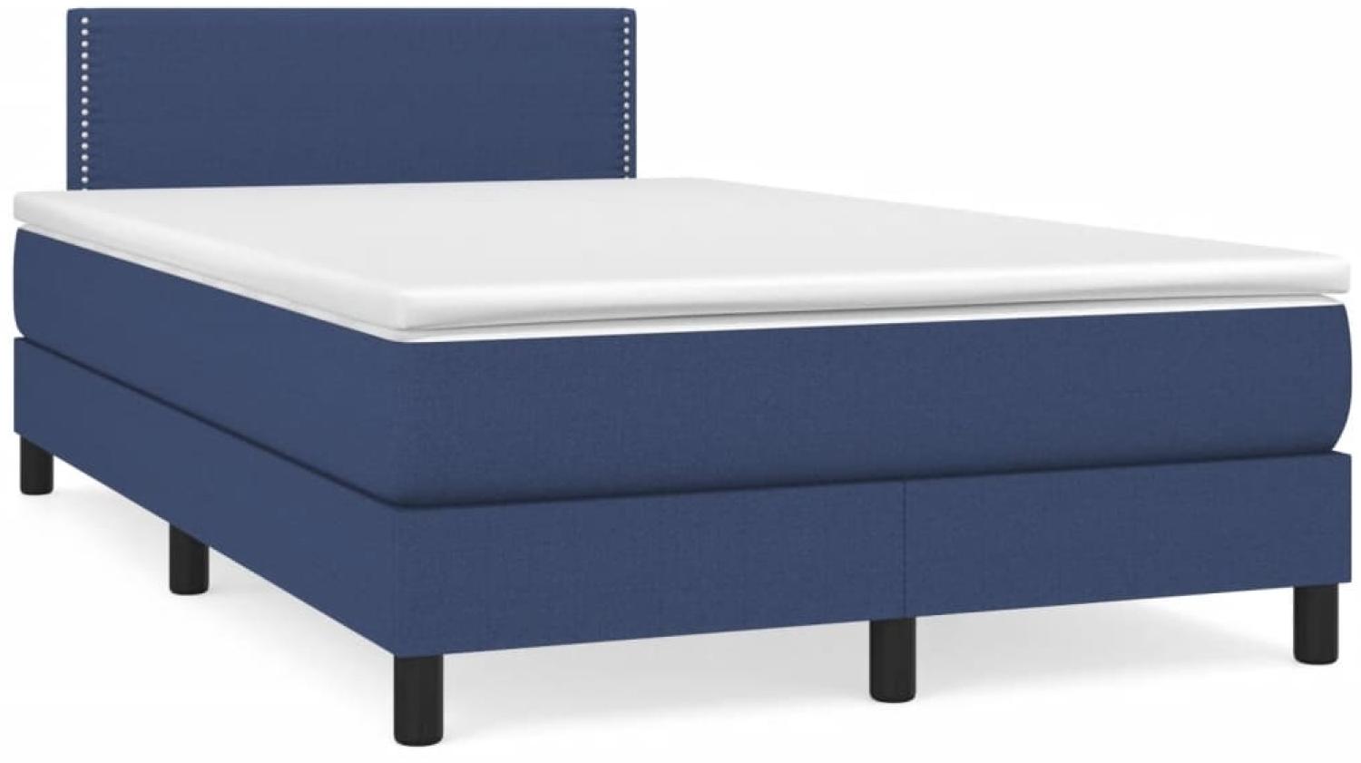 vidaXL Boxspringbett mit Matratze Blau 120x190 cm Stoff 3269722 Bild 1