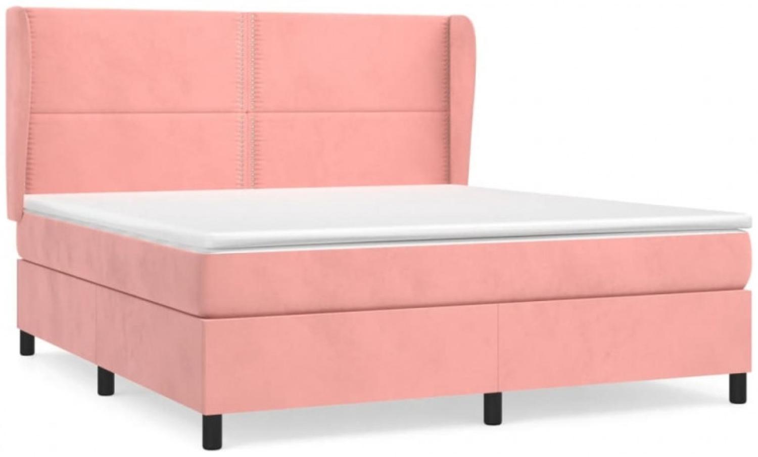 vidaXL Boxspringbett mit Matratze Rosa 160x200 cm Samt 3129164 Bild 1