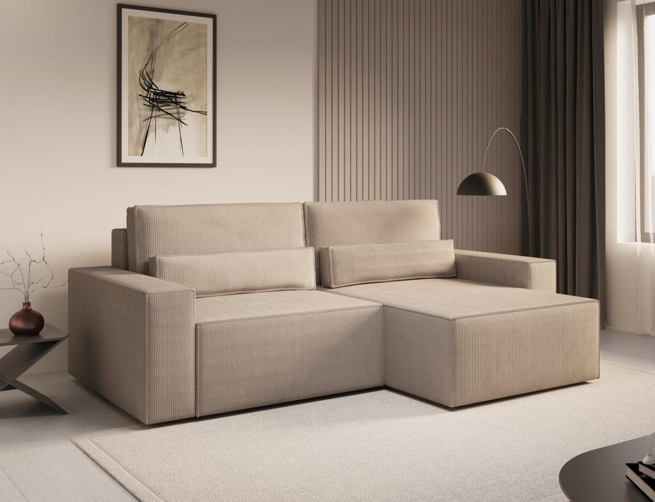 MOEBLO Ecksofa DENVER MINI aus Cord, Ottomane beidseitig montierbar Couch Cord für Wohnzimmer Schlafsofa Sofagarnitur Sofa Eckcouch L-Form Cordstoff, mit Schlaffunktion und Bettkasten Bild 1