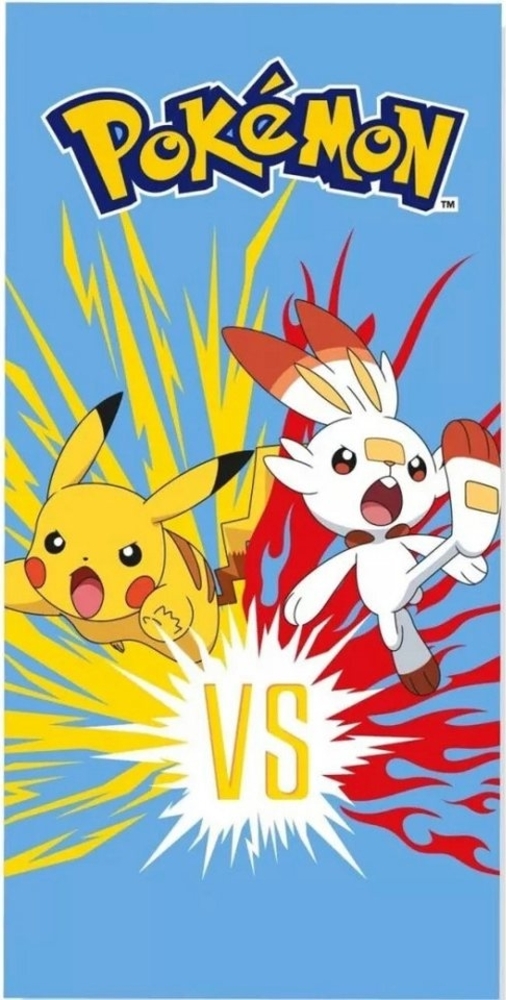 POKÉMON Strandtuch Pokemon Pikachu vs HOPPLO Mikrofaser Badetuch XL 70x140 cm Bild 1