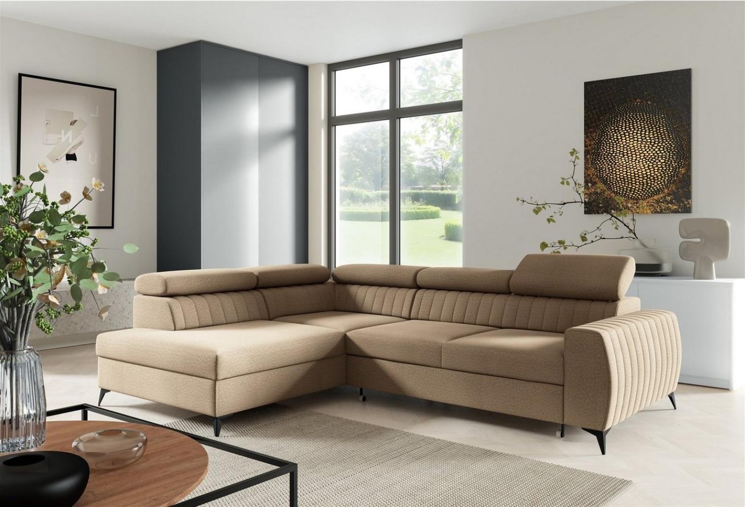 Ecksofa Schlafsofa Sofa TORONTO Stoff Element Beige Ottomane Links Bild 1