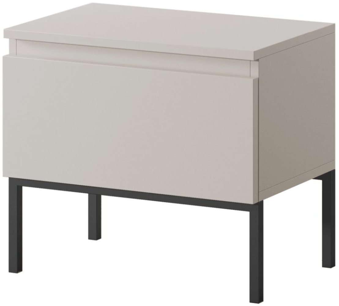 Selsey 'Bemmi' Nachttisch, beige mit schwarzem Metallgestell ca. 43 x 49 x 32 cm Bild 1