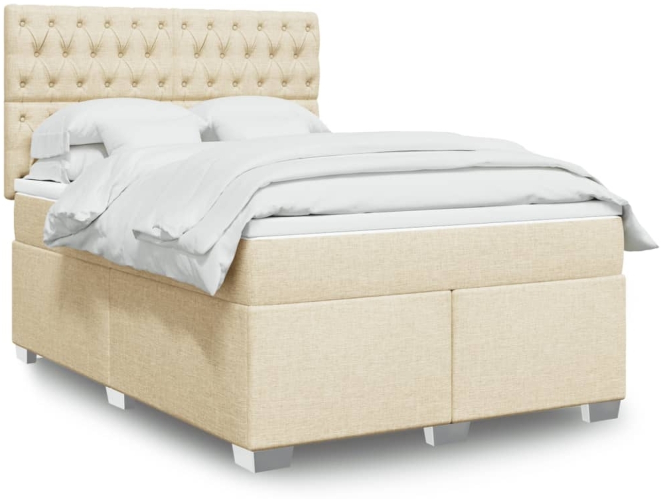 vidaXL Boxspringbett mit Matratze Creme 140x200 cm Stoff 3290523 Bild 1