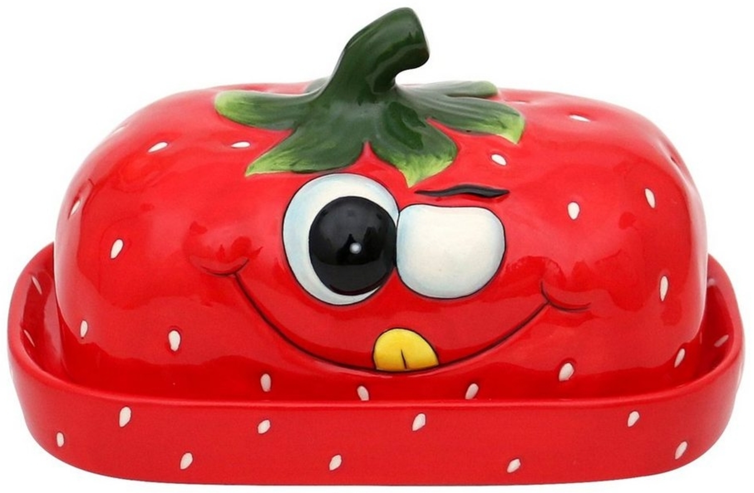 Dekohelden24 Butterglocke Keramik Butterdose als Erdbeer in rot,(1-tlg) Bild 1