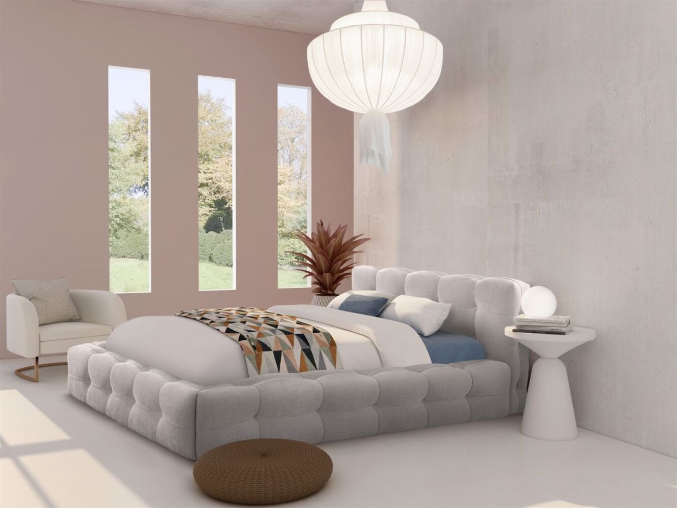 Polsterbett Doppelbett AURORA 160x200cm Komplettset in Stoff Boston Beige Bild 1