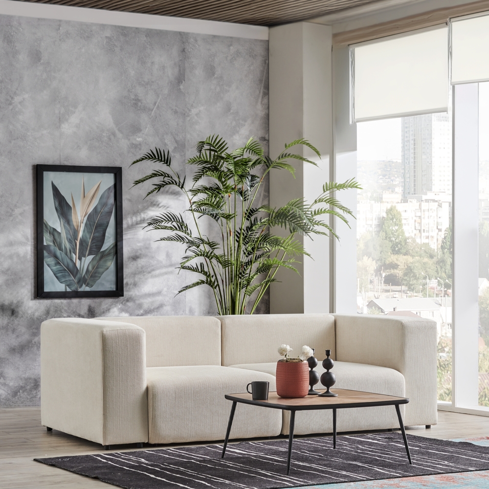 Sofa Suldal 2-Sitzer Cord Beige [en. casa] Bild 1