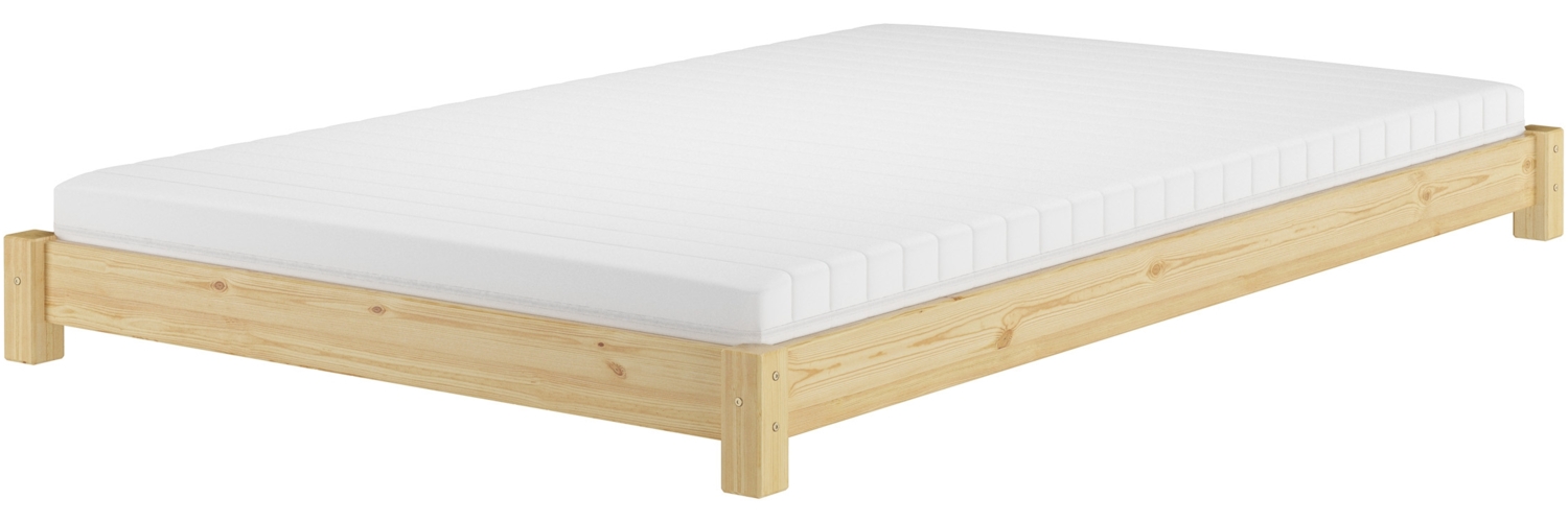 Breites, flaches Futonbett Einzelbett 120x200 Kiefer massiv V-60.51-12Rollrost und Matratze inkl. Bild 1