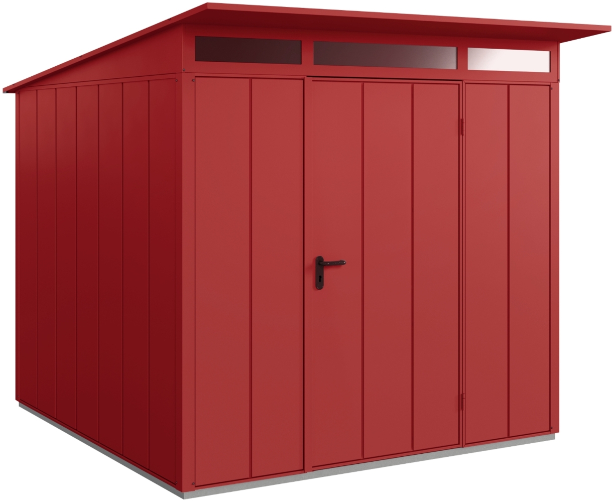 Hörmann Metall-Gerätehaus Berry Modern mit Pultdach Typ 2, 248 x 283 cm, purpurrot, 7 m²,1-flüglige Tür Bild 1