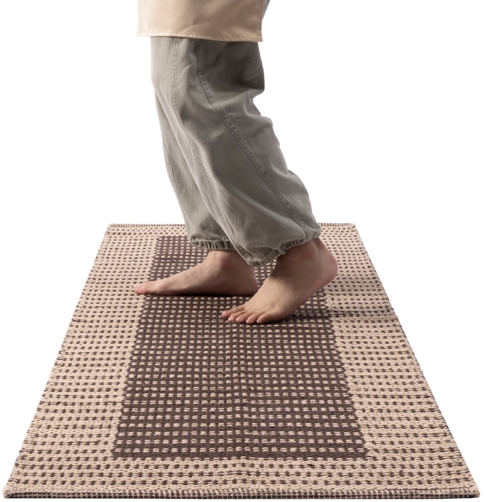 Wolldecke Teppich Küche - Küchenmatte Teppichläufer - Läufer Küche Flur, HOMELEVEL, Küchenteppich waschbar rutschfest Küchenläufer 60x180cm beige braun Bild 1