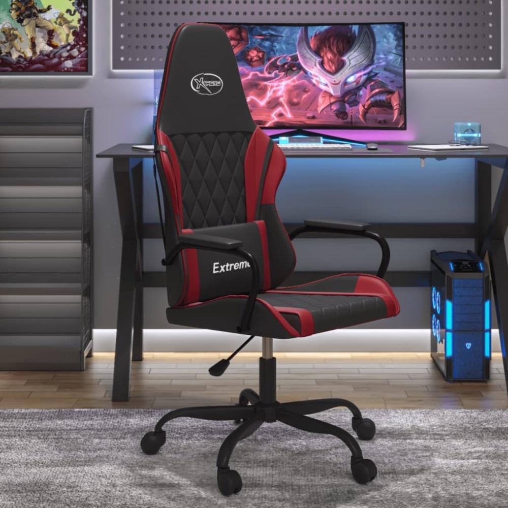 vidaXL Gaming-Stuhl mit Massagefunktion Schwarz und Weinrot Kunstleder 345540 Bild 1