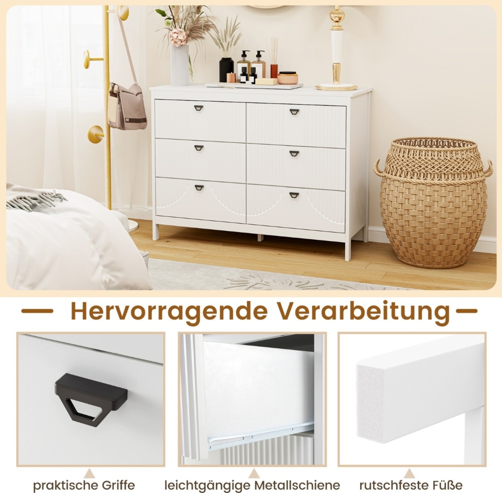 Kommode mit 6 Schubladen Sideboard Weiß aus Holz Schubladenschrank modern 106 x 40 x 79 cm Bild 1
