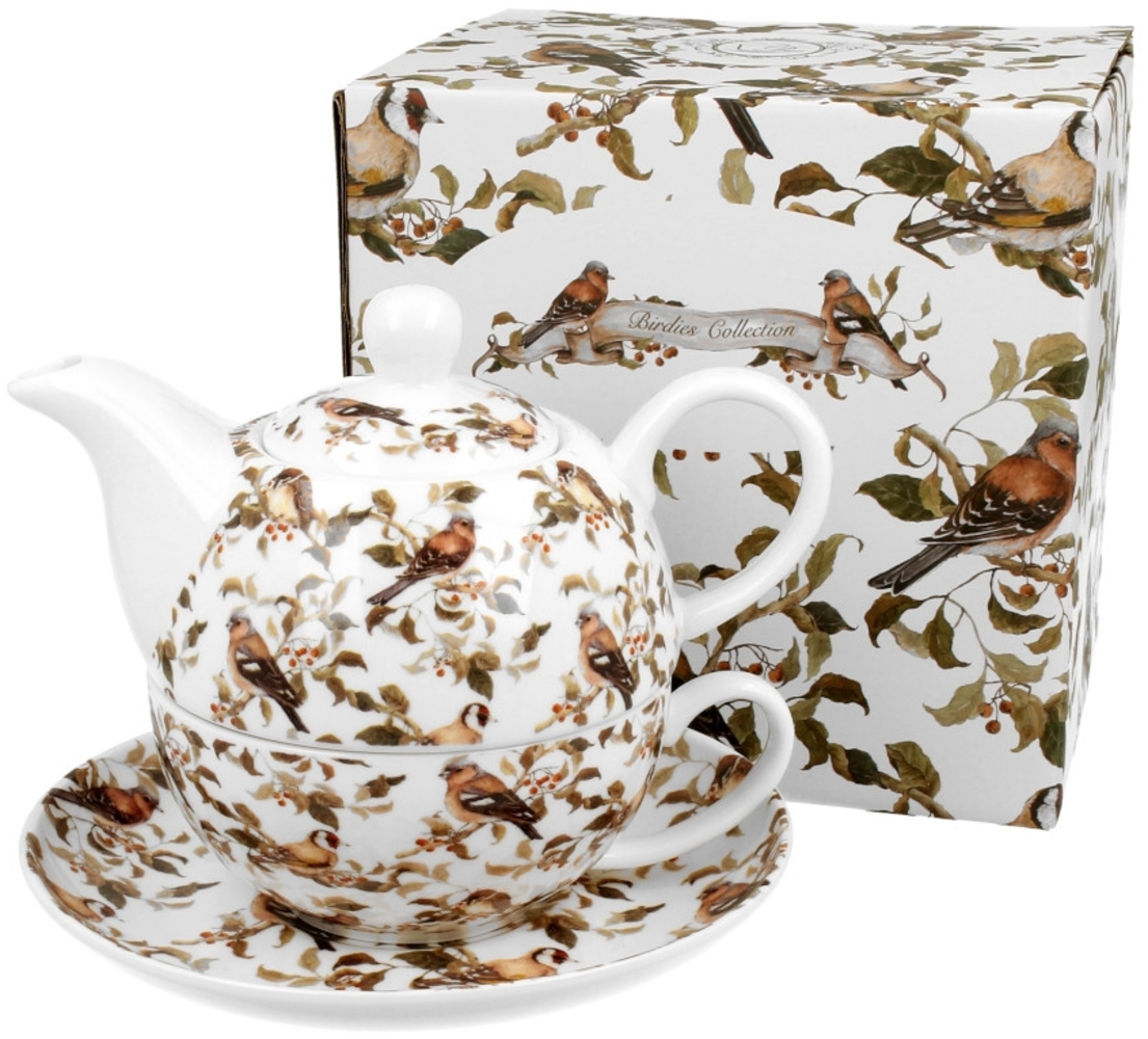 DUO ANIMALS Tasse mit Teekanne BIRDIES New Bone China Porzellan Bild 1