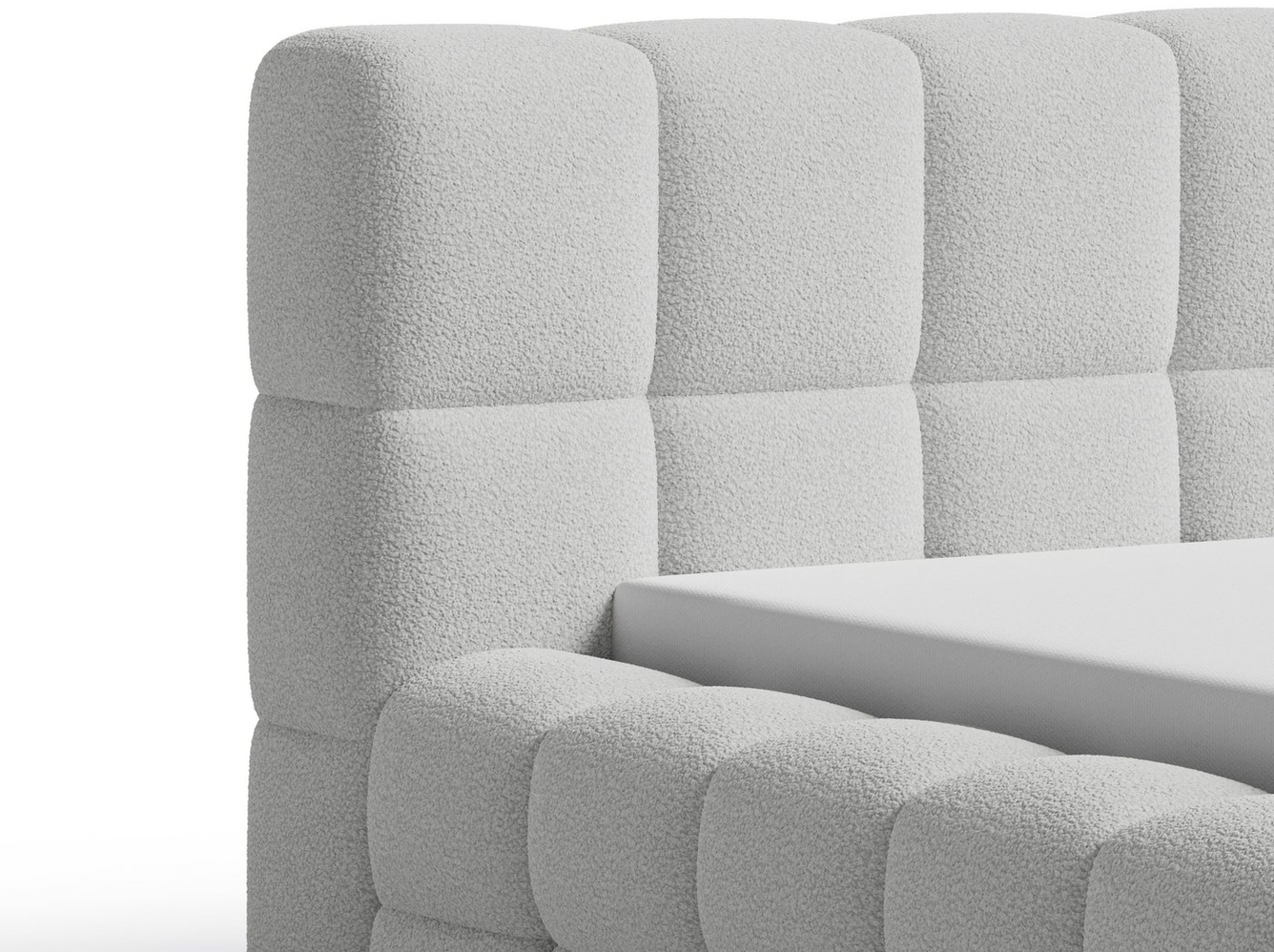 Chilly Möbel Polsterbett Verona Weiß Bouclé Stoff 200x200 cm mit Stauraum Quelle 01 Bild 1