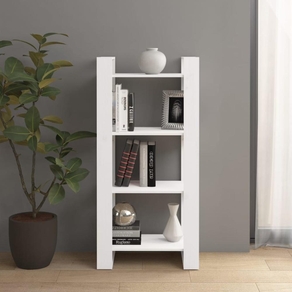 vidaXL Bücherregal/Raumteiler Weiß 60 x 35 x 125 cm Massivholz 813885 Bild 1