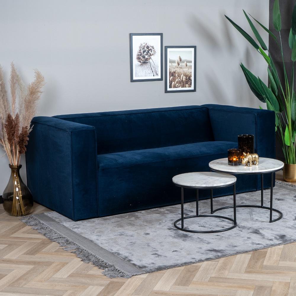 Bronx71 Samt Sofa Memphis 2,5-Sitzer dunkelblau Bild 1