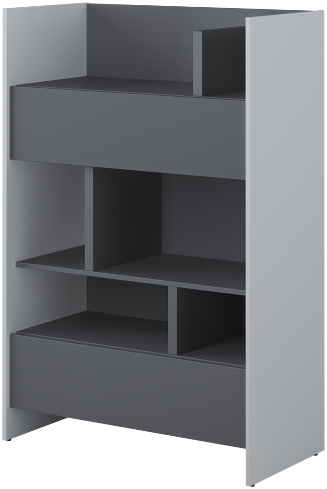 MEBLINI Wohnzimmerschrank für Schrankbett Bed Concept - Hochschrank mit Regalen, Fächern und Schublade - BC-26 - Grau/Graphit Bild 1