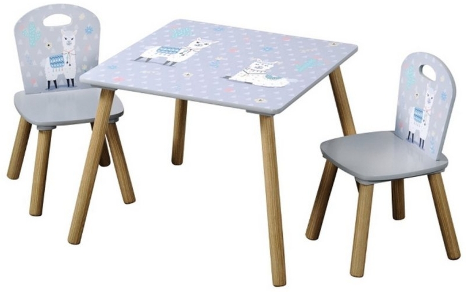 Kesper | Kindertisch Set mit 2 Stühlen | Material: Faserplatte/Holz | Farbe: Alpaka Grau Bild 1