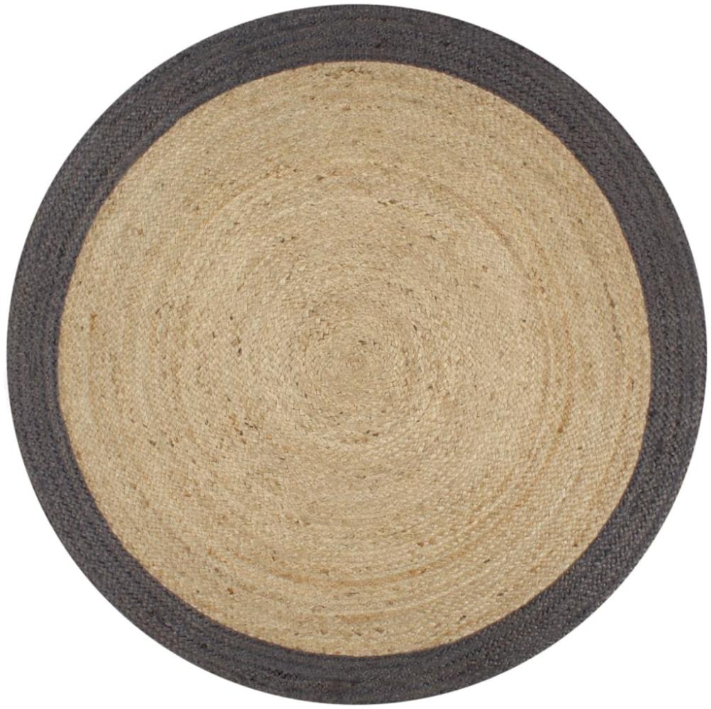 vidaXL Teppich Handgefertigt Jute mit Dunkelgrauem Rand 150 cm 133679 Bild 1