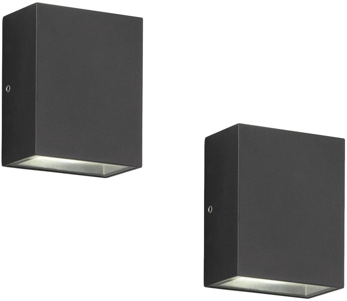 LED Außenwandleuchten 2er SET Schwarz mit Up and Down Licht - 7cm breit Bild 1