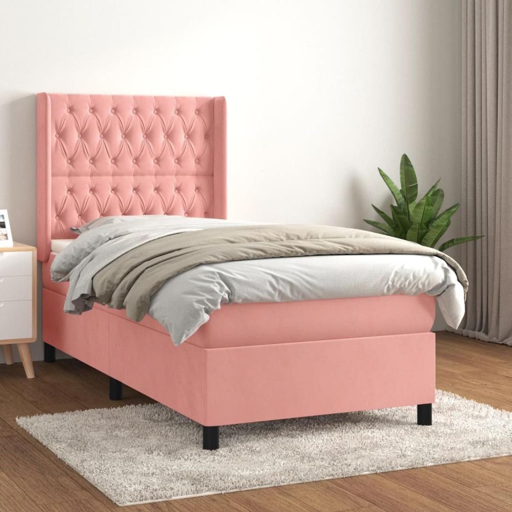 vidaXL Boxspringbett mit Matratze Rosa 100x200 cm Samt 3132848 Bild 1