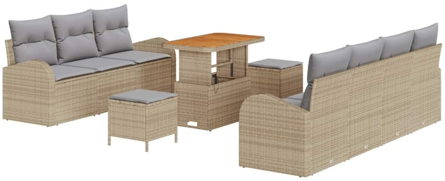 vidaXL Garten-Sofa-Set mit Kissen mit Kissen 10 pcs Beige und Hellgrau 3364312 Bild 1