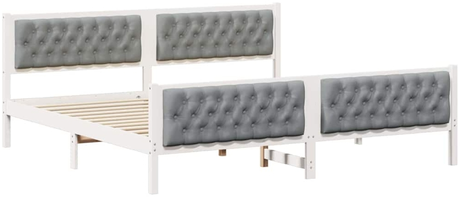 vidaXL Bettrahmen Hellgrau 200 x 200 cm Massives Kiefernholz 3394272 Bild 1