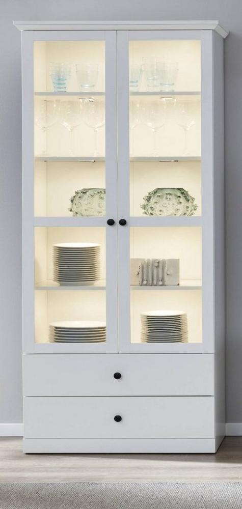 trendteam Stauraumvitrine Baxter (Vitrinenschrank in Landhaus weiß, 2-türig, 81 x 196 cm) mit Schubladen Bild 1