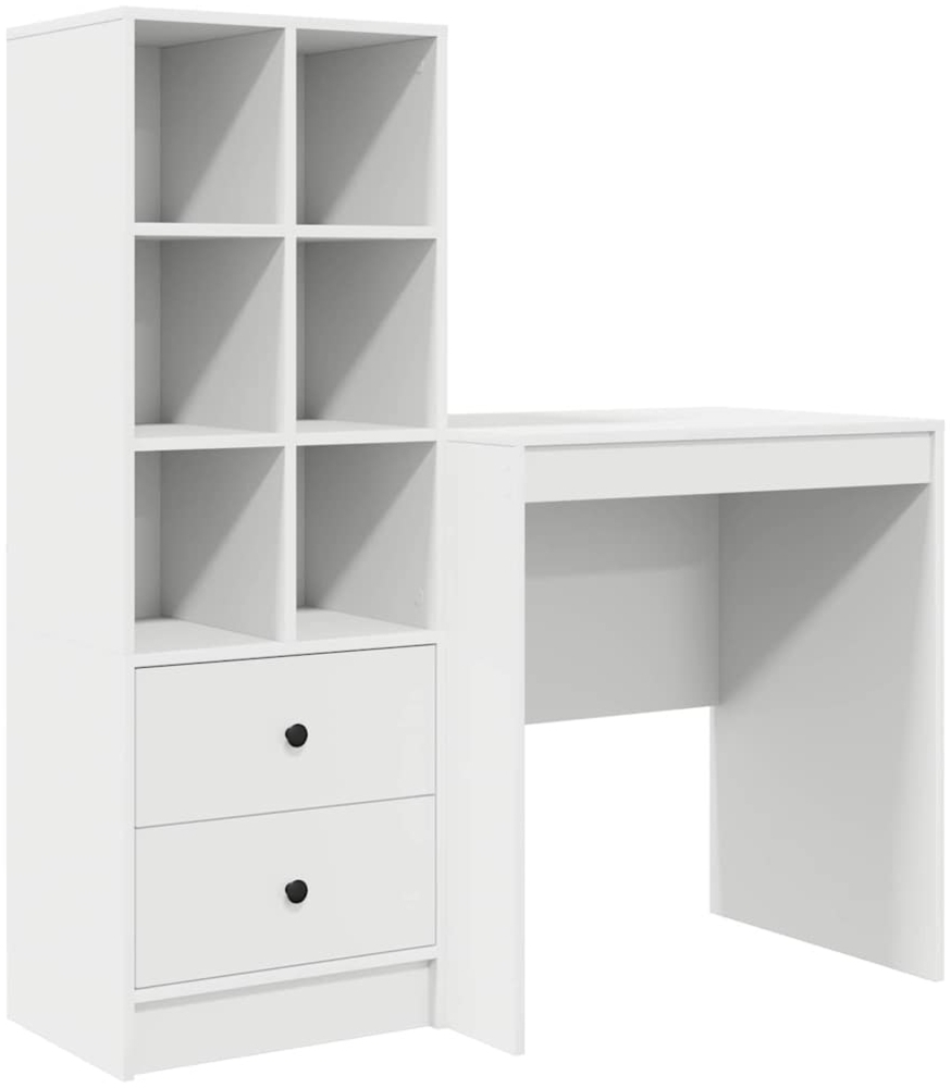 vidaXL Schreibtisch mit Stauraum mit Regal 2 pcs Weiß Holzwerkstoff 3337345 Bild 1