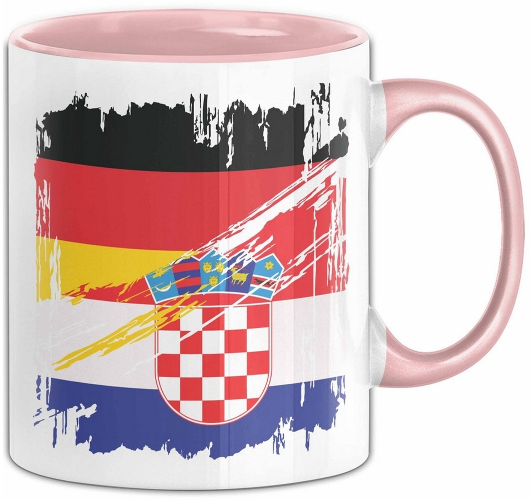 Trendation Tasse Kroatien Deutschland Flagge Halb Deutscher Halb Kroate Fußball Germany Bild 1