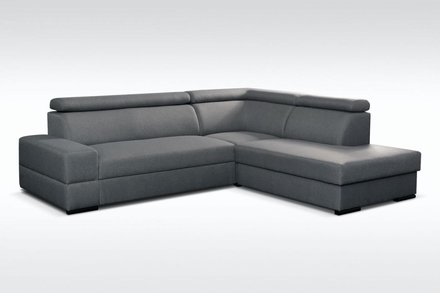 Ecksofa Sofa LETO mit Schlaffunktion Dunkelgrau Ottomane Rechts Bild 1