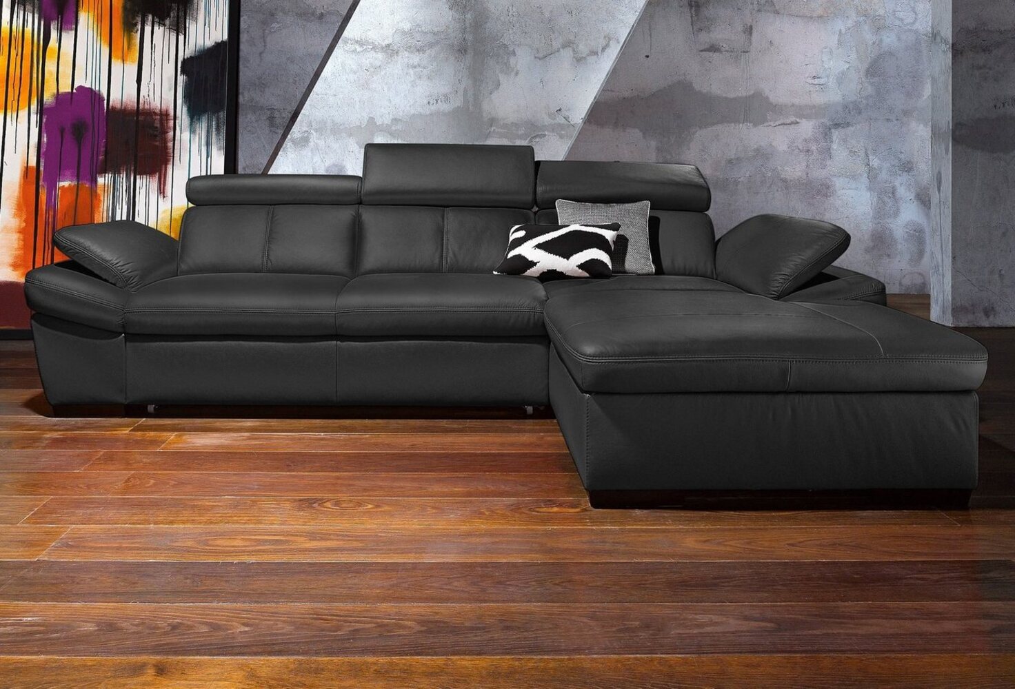 exxpo - sofa fashion Ecksofa Salerno, klassisch modernes Funktionssofa, hoher Sitzkomfort, L-Form, inkl. Kopf- und Armteilverstellung, wahlweise mit Bettfunktion Bild 1